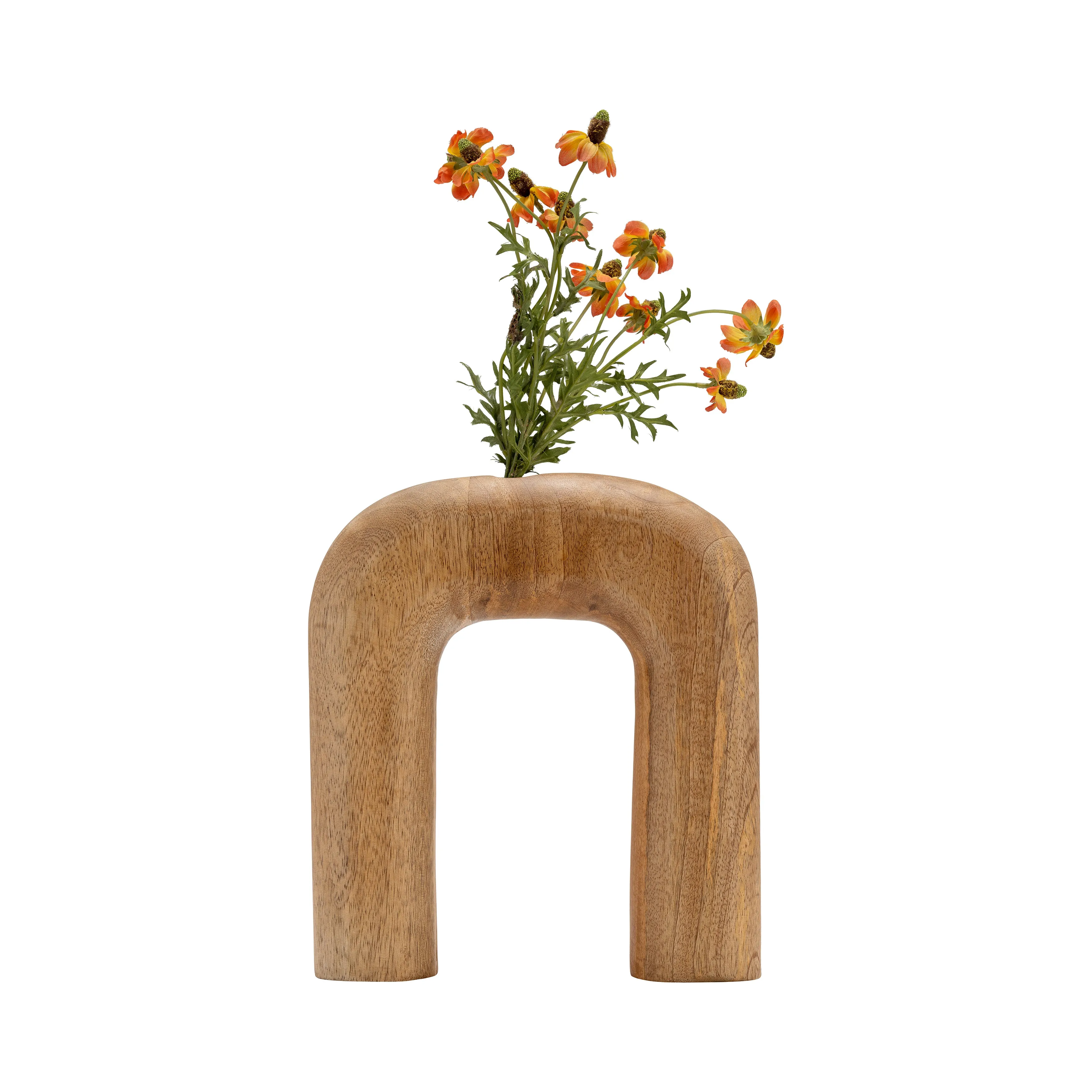 Wood, 10"H Horseshoe Vase, Brown