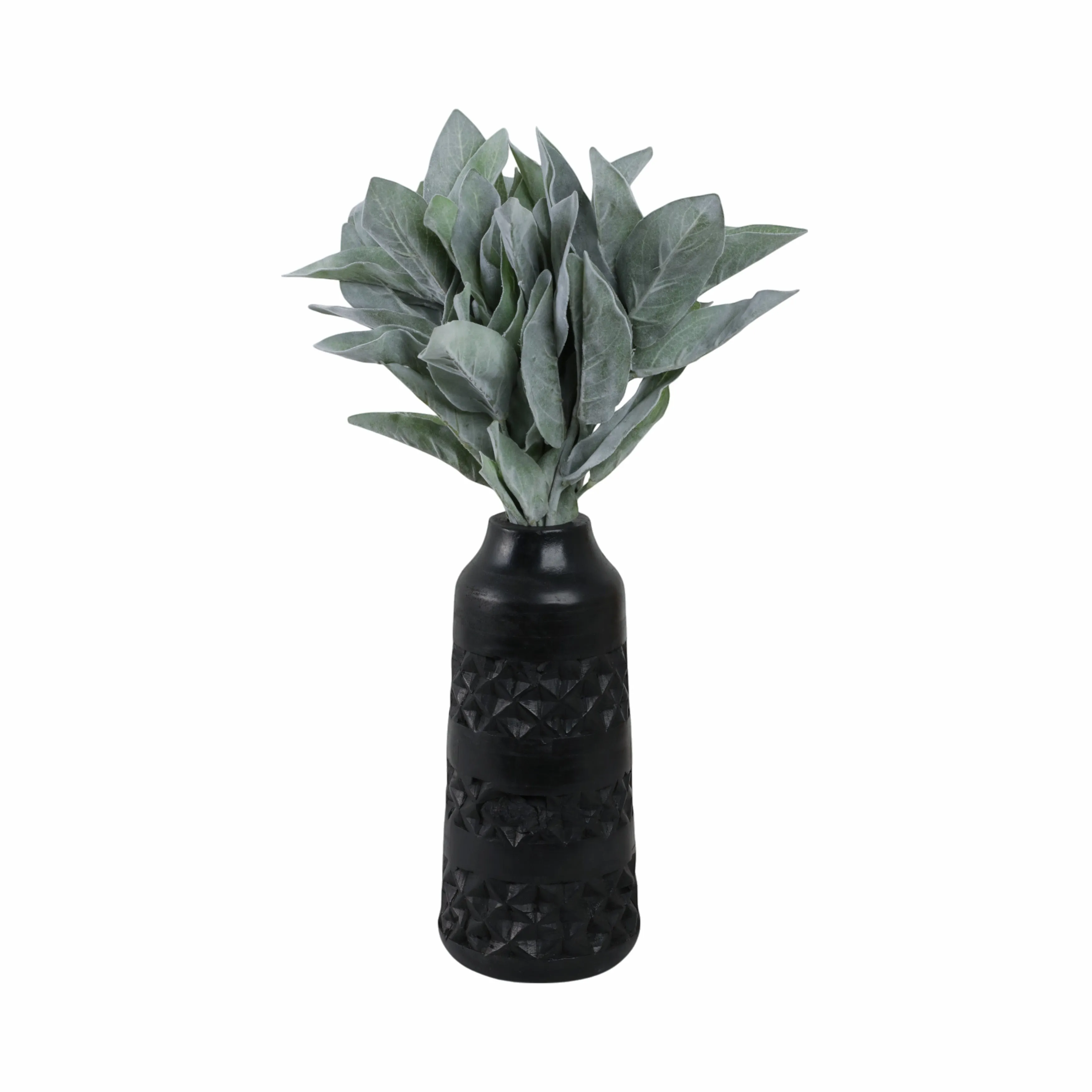 WOOD 12" STAINED VASE, BLACK