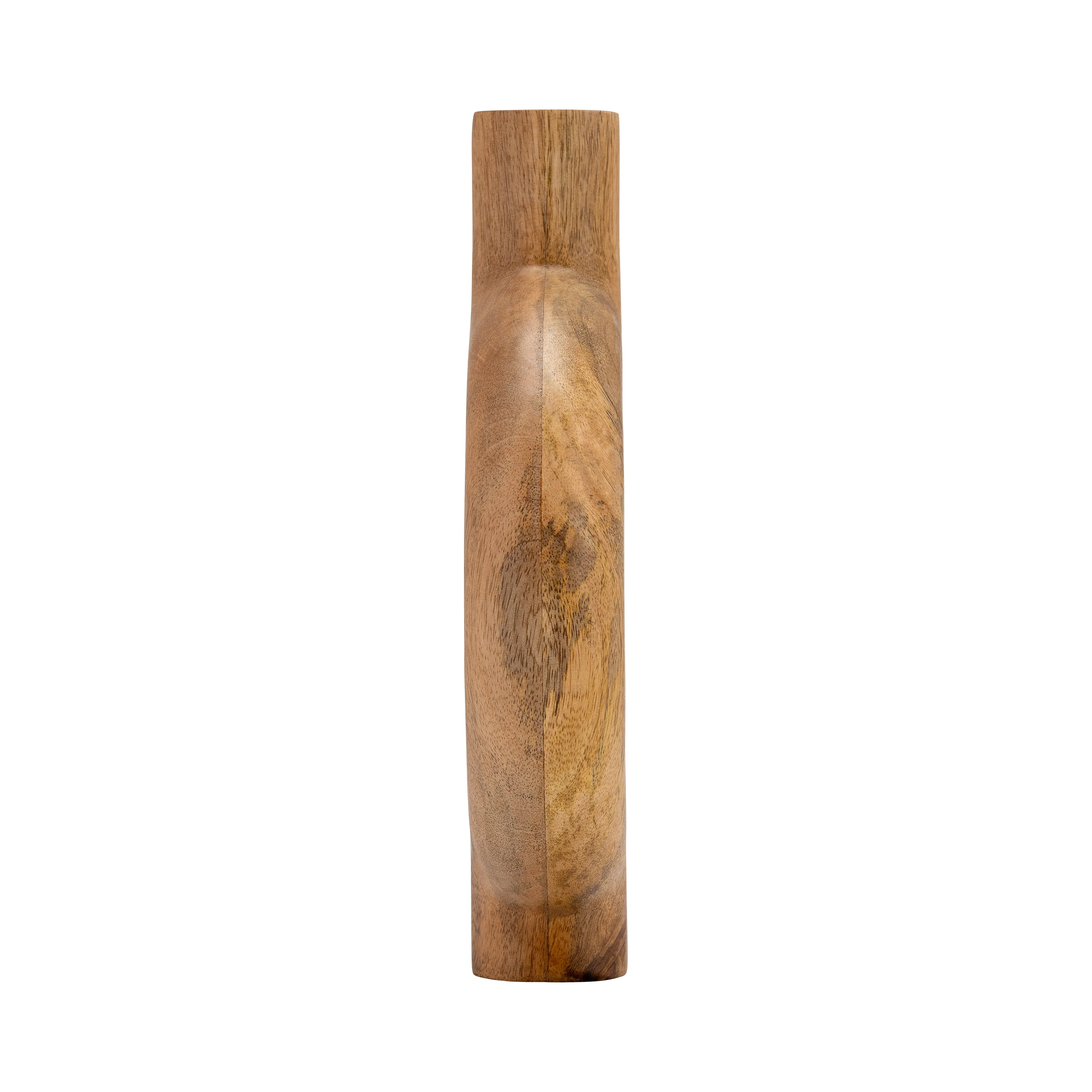 WOOD, 12"H DONUT SHAPED VASE, BROWN