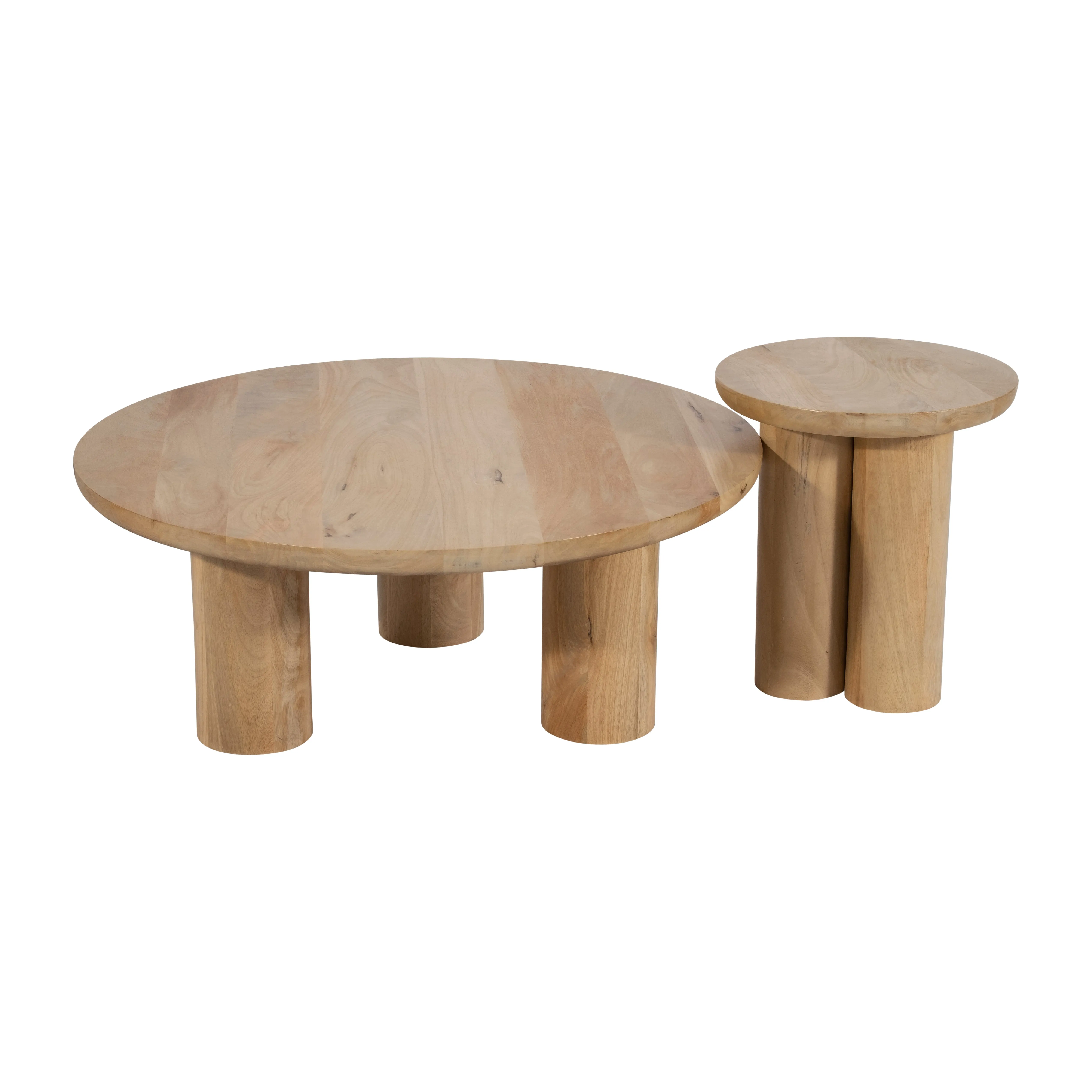 Wood, 35"D  Modern Farmhouse Side Table, Nat Kd